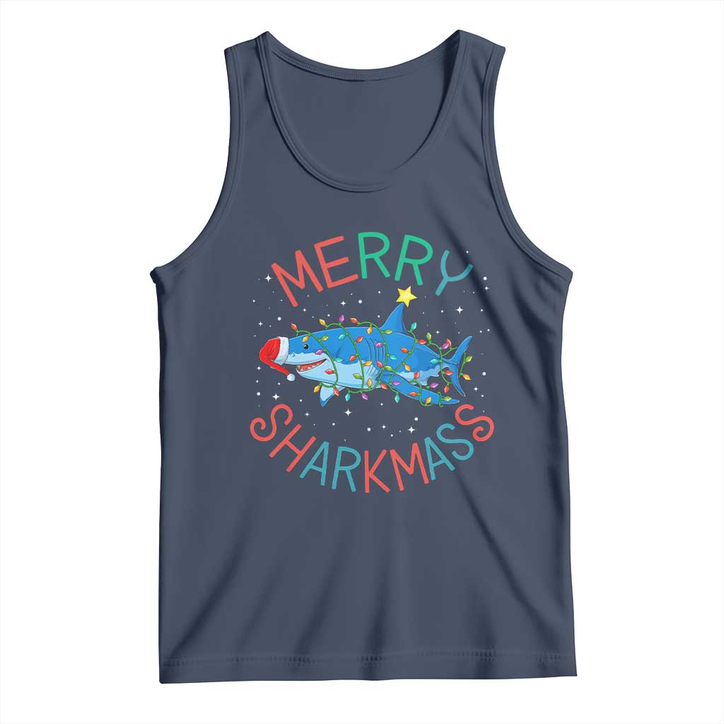 Christmas Shark Tank Top Funny Merry Sharkmas Xmas Gift TS12 Navy Print Your Wear