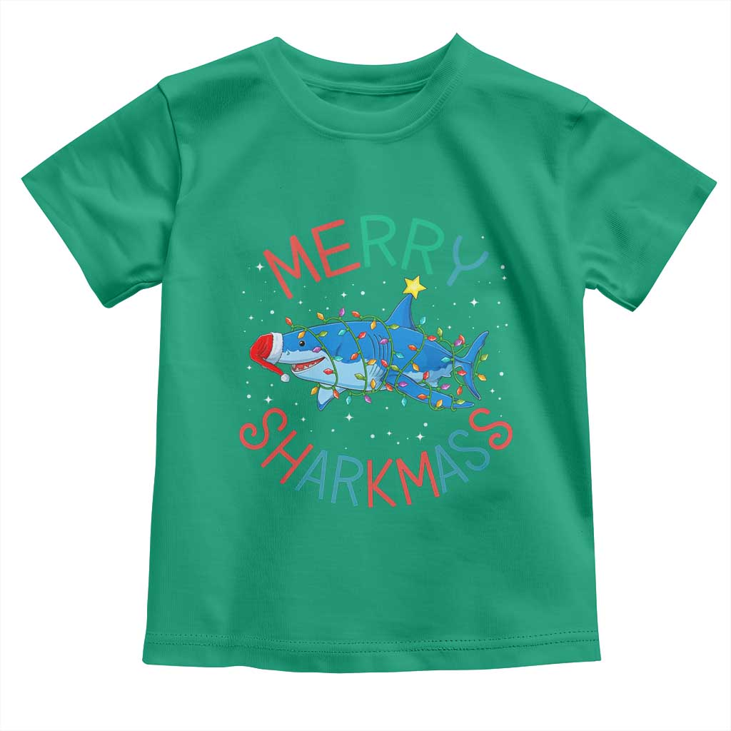 Christmas Shark Toddler T Shirt Funny Merry Sharkmas Xmas Gift TS12 Irish Green Print Your Wear