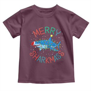 Christmas Shark Toddler T Shirt Funny Merry Sharkmas Xmas Gift TS12 Maroon Print Your Wear