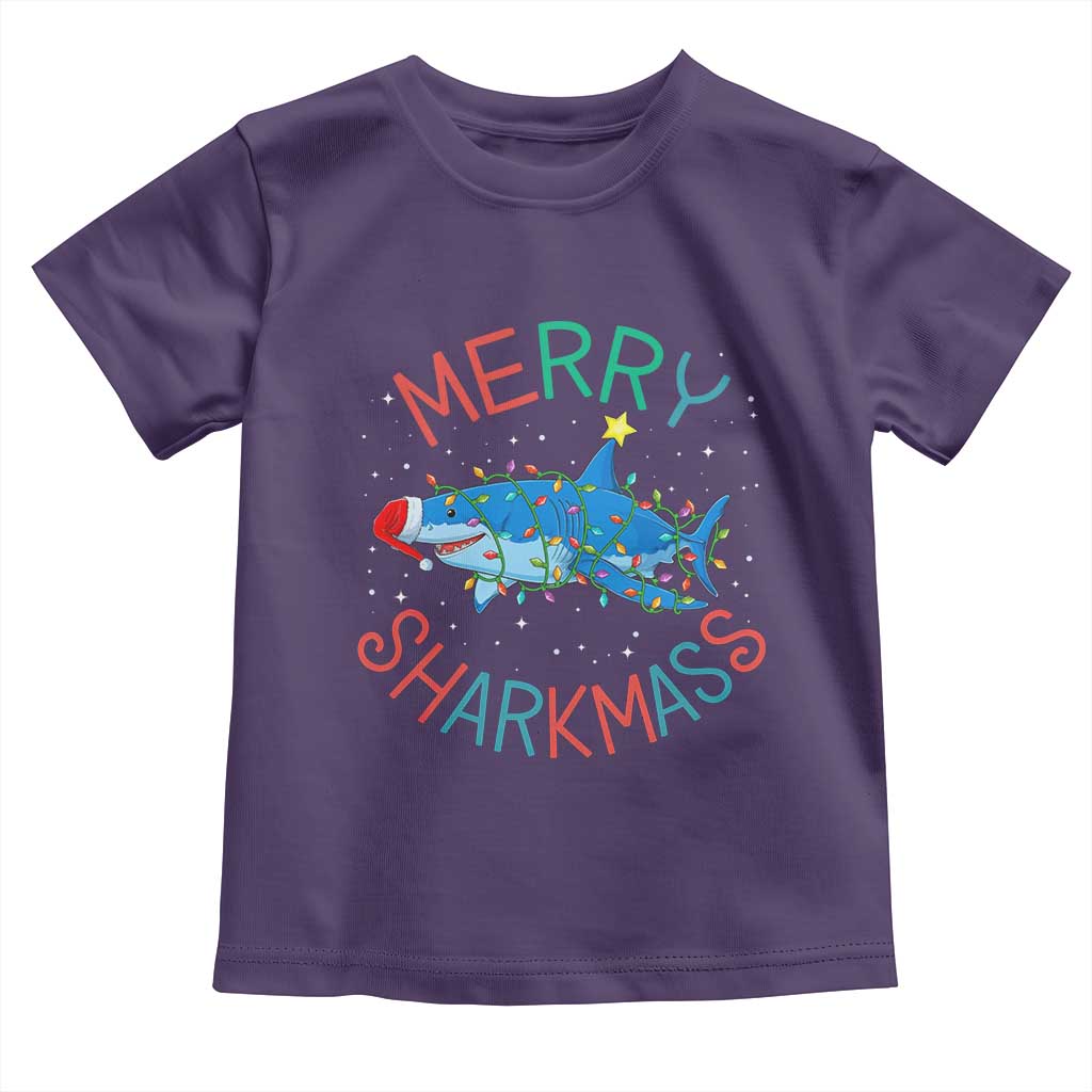 Christmas Shark Toddler T Shirt Funny Merry Sharkmas Xmas Gift TS12 Purple Print Your Wear