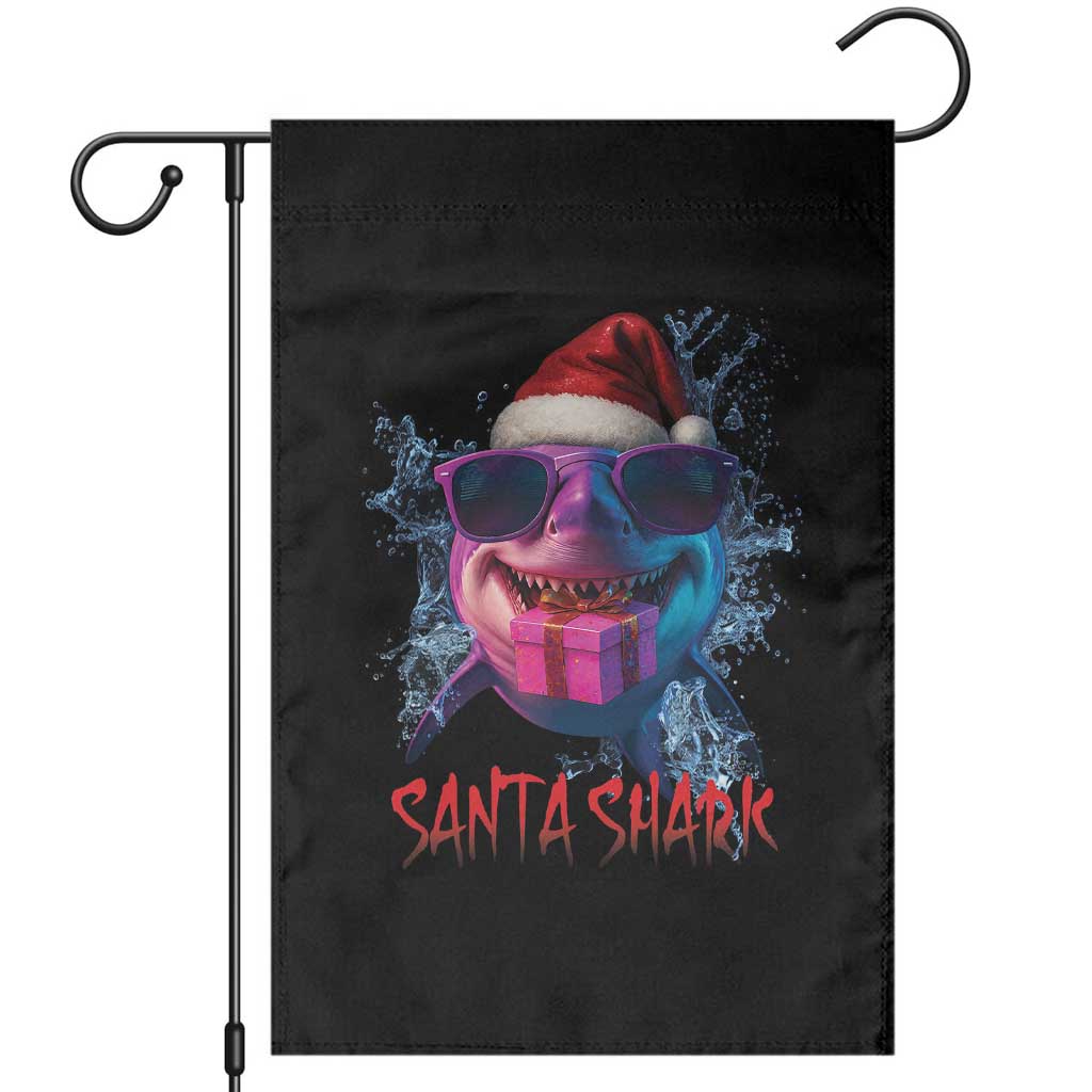 Funny Christmas Santa Shark Xmas Gift Garden Flag TS12 Black Print Your Wear