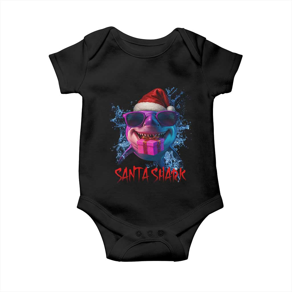 Funny Christmas Santa Shark Xmas Gift Baby Onesie TS12 Black Print Your Wear