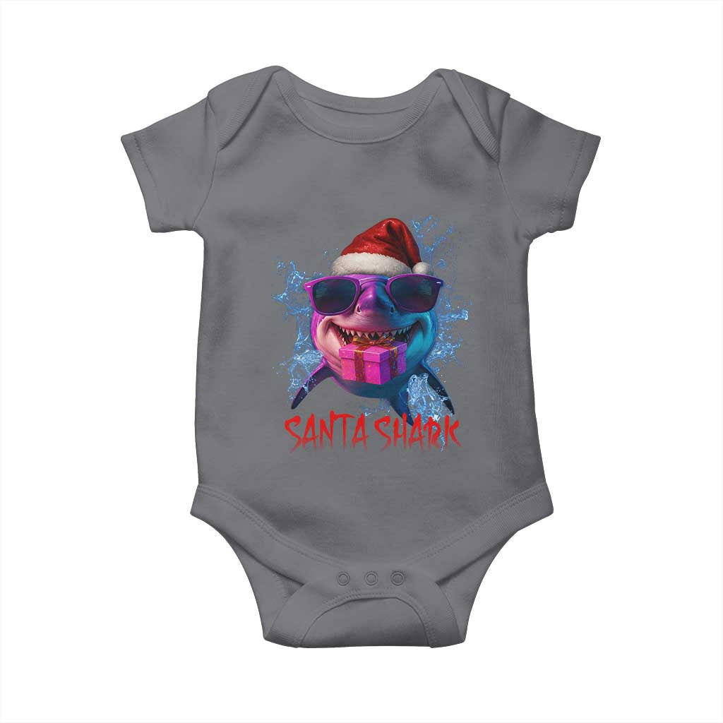 Funny Christmas Santa Shark Xmas Gift Baby Onesie TS12 Charcoal Print Your Wear