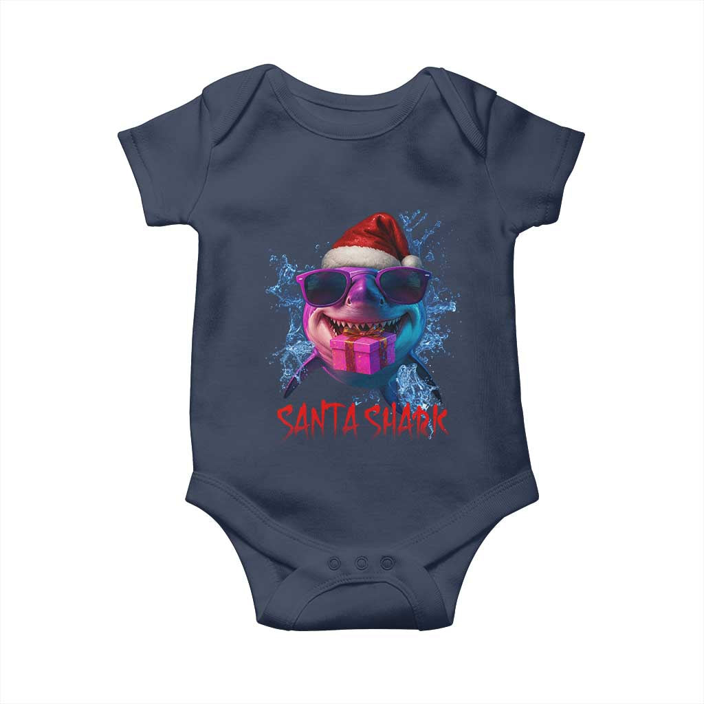 Funny Christmas Santa Shark Xmas Gift Baby Onesie TS12 Navy Print Your Wear