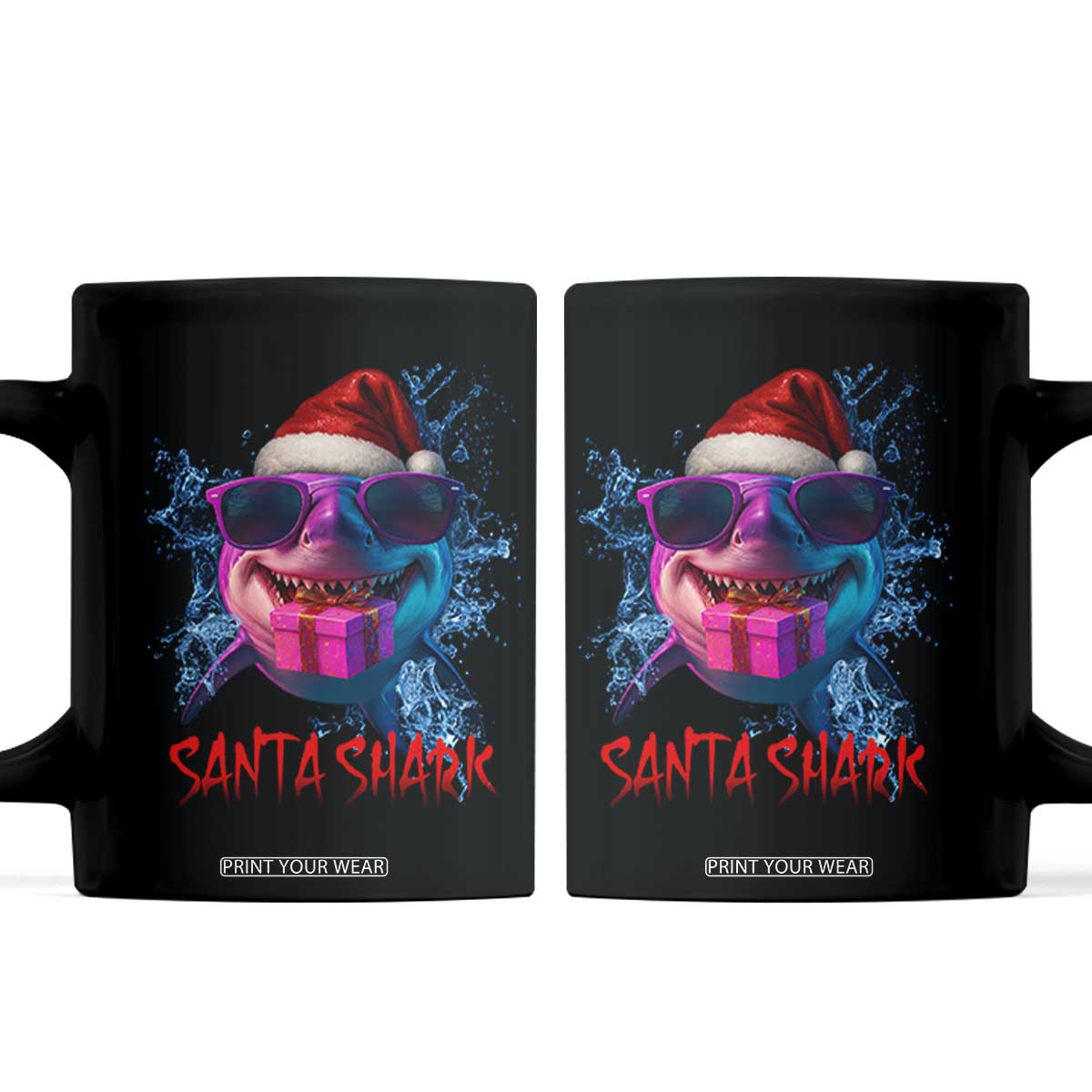 Funny Christmas Santa Shark Xmas Gift Coffee Mug TS12 Black Print Your Wear