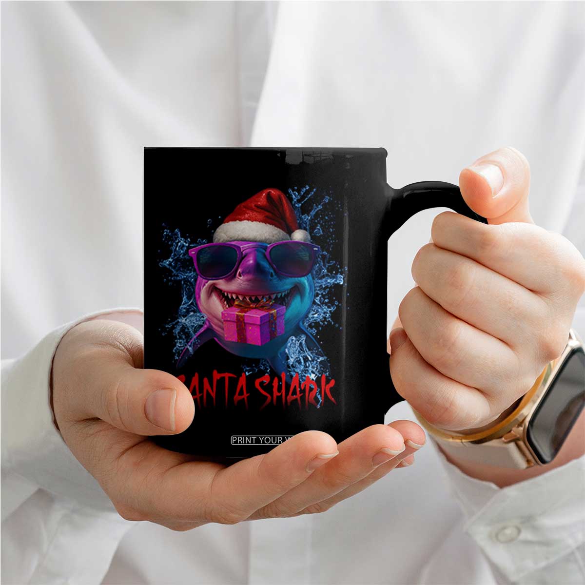 Funny Christmas Santa Shark Xmas Gift Coffee Mug TS12 Print Your Wear