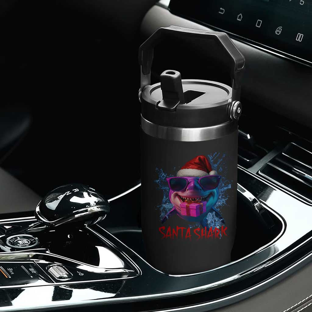 Funny Christmas Santa Shark Xmas Gift Flip Straw Tumbler TS12 Print Your Wear