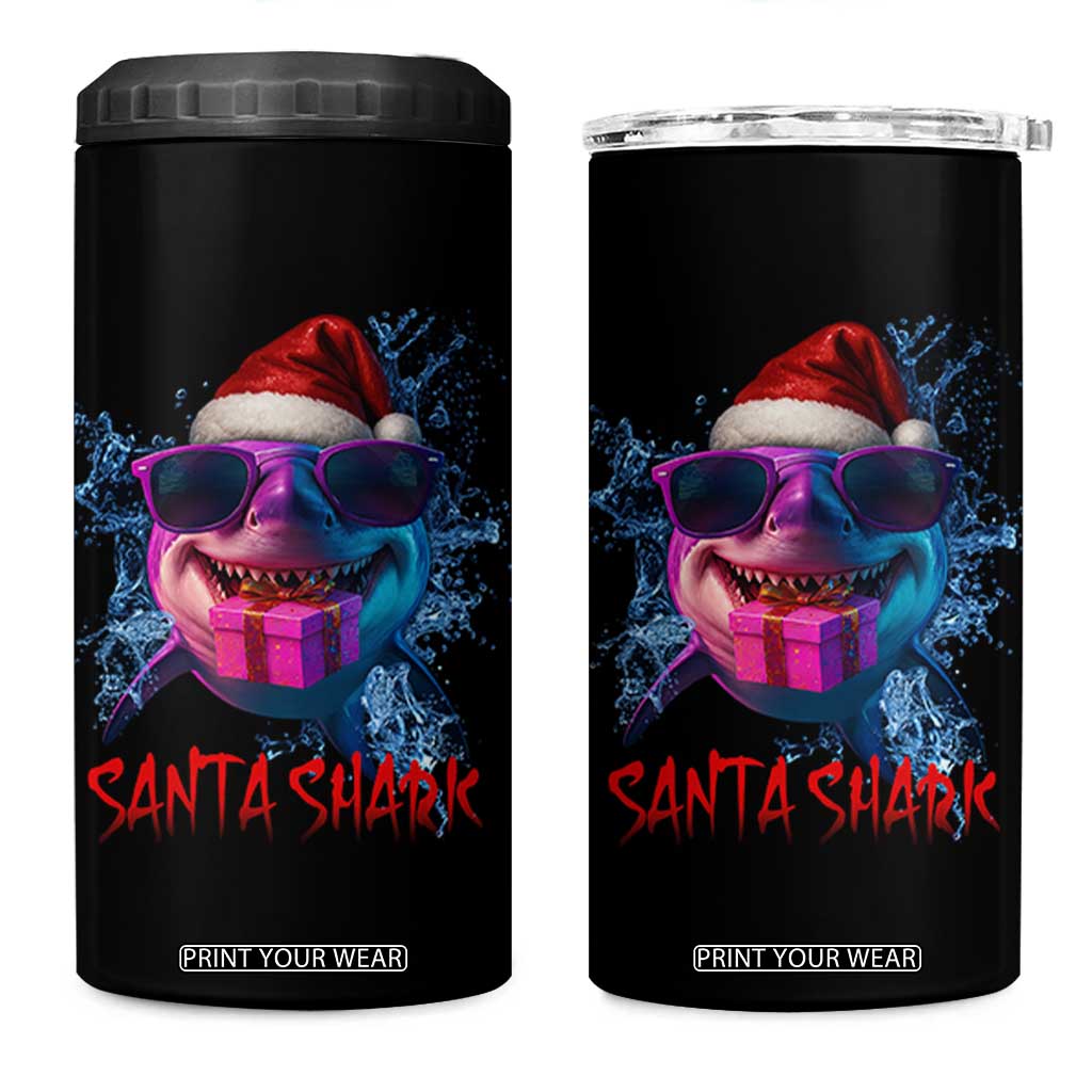 Funny Christmas Santa Shark Xmas Gift 4 in 1 Can Cooler Tumbler TS12 One Size: 16 oz Black Print Your Wear