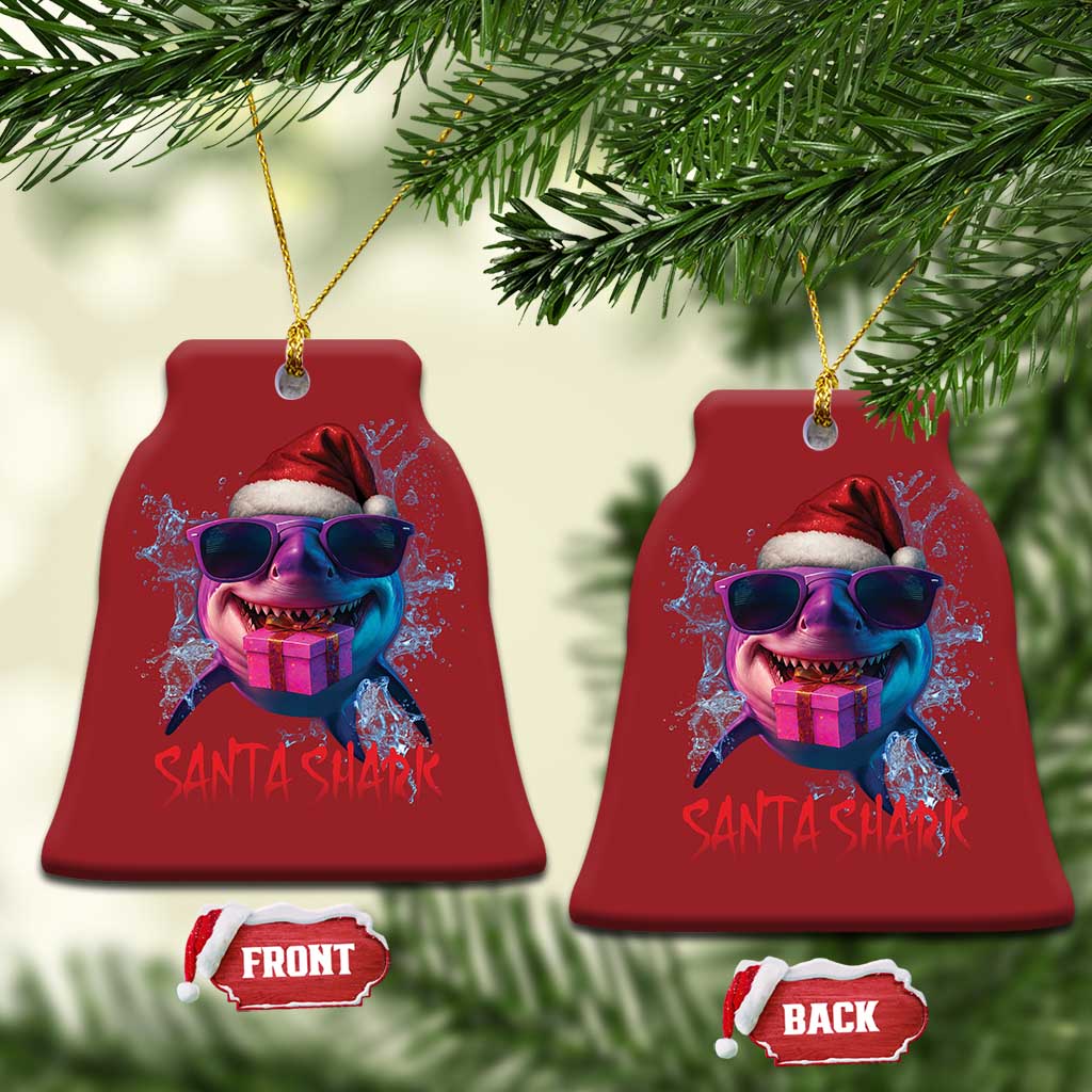 Funny Christmas Santa Shark Xmas Gift Christmas Ornament TS12 Bell Flake Red Print Your Wear