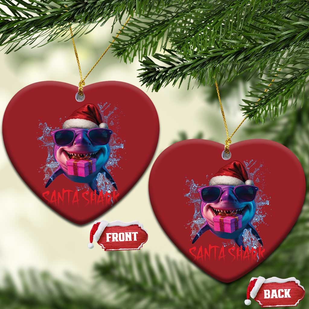 Funny Christmas Santa Shark Xmas Gift Christmas Ornament TS12 Heart Red Print Your Wear