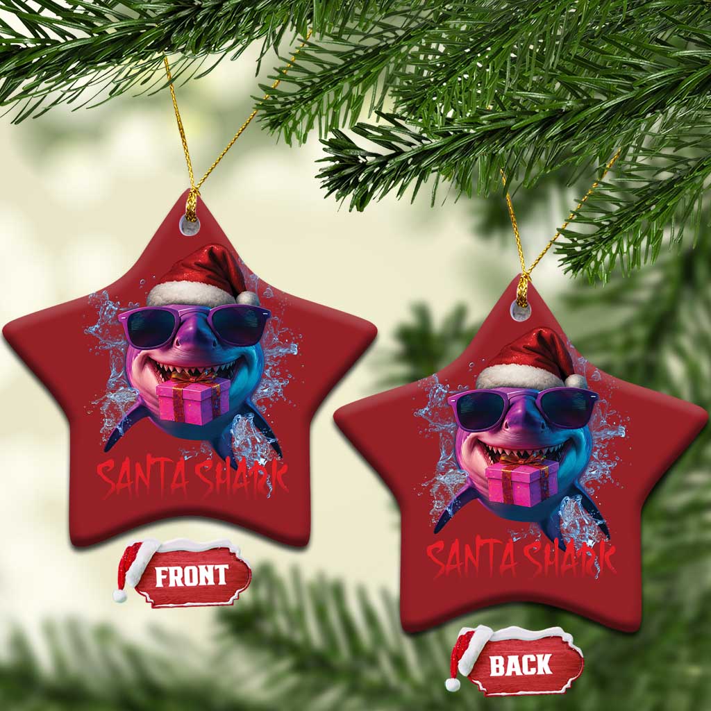 Funny Christmas Santa Shark Xmas Gift Christmas Ornament TS12 Star Red Print Your Wear