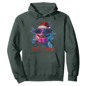 Funny Christmas Santa Shark Xmas Gift Hoodie TS12 Dark Forest Green Print Your Wear