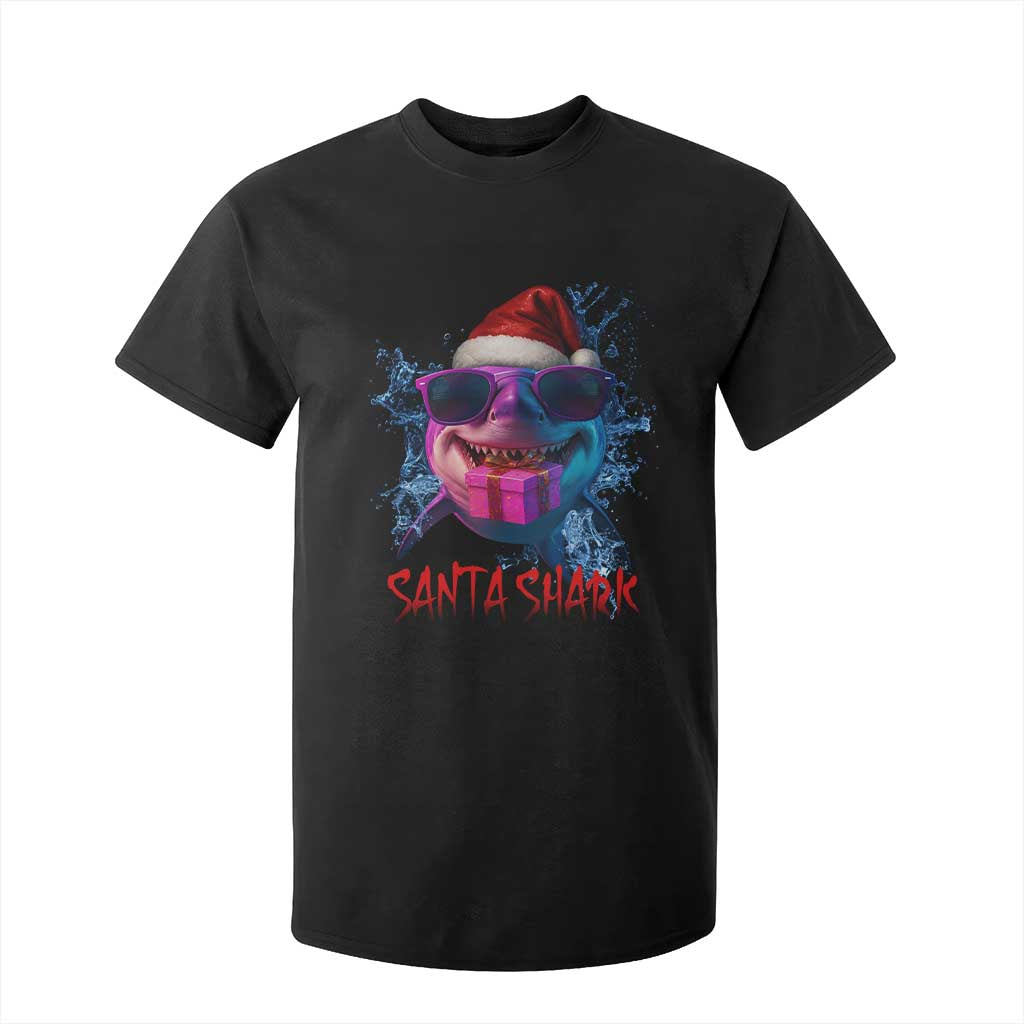 Funny Christmas Santa Shark Xmas Gift T Shirt For Kid TS12 Black Print Your Wear