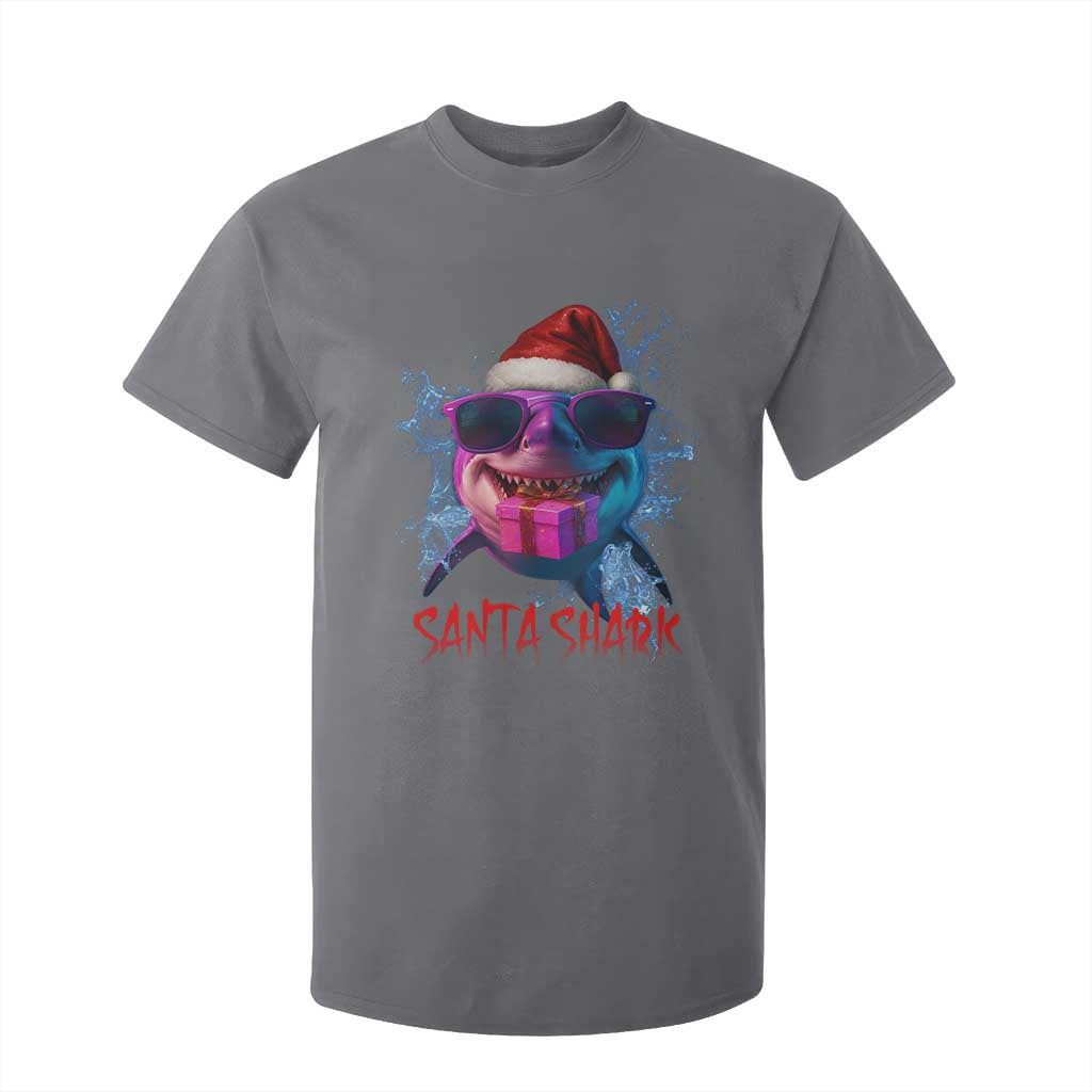 Funny Christmas Santa Shark Xmas Gift T Shirt For Kid TS12 Charcoal Print Your Wear