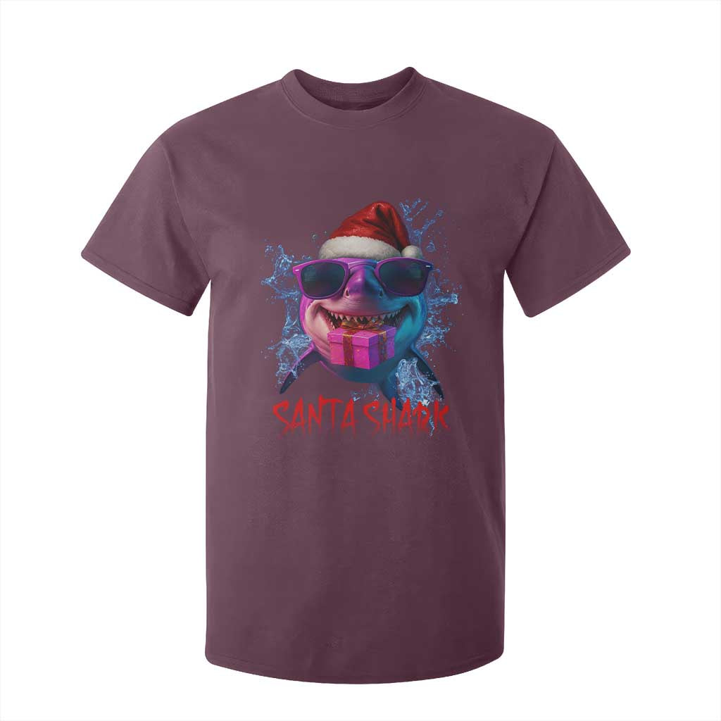 Funny Christmas Santa Shark Xmas Gift T Shirt For Kid TS12 Maroon Print Your Wear