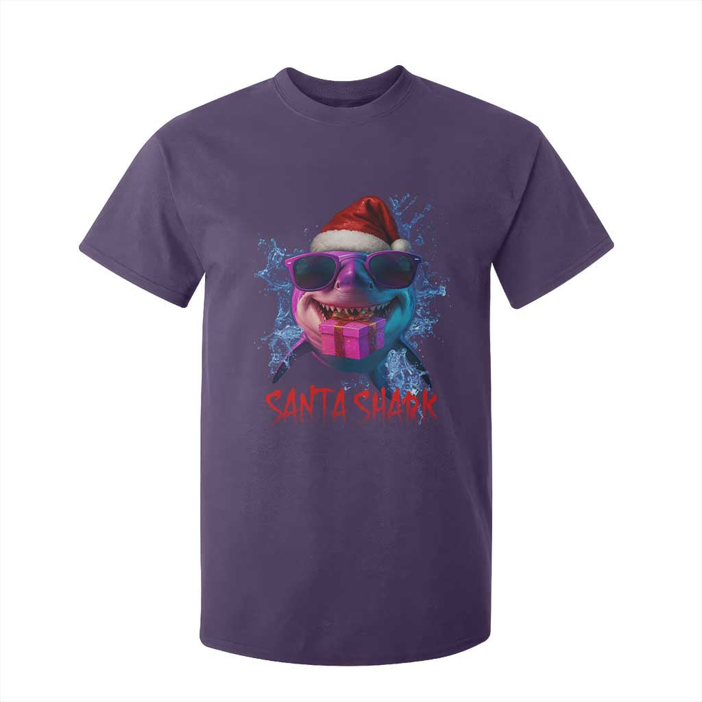 Funny Christmas Santa Shark Xmas Gift T Shirt For Kid TS12 Purple Print Your Wear
