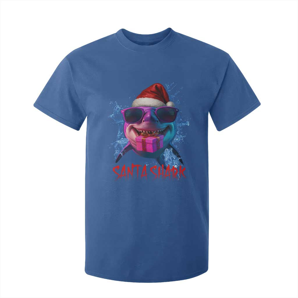 Funny Christmas Santa Shark Xmas Gift T Shirt For Kid TS12 Royal Blue Print Your Wear