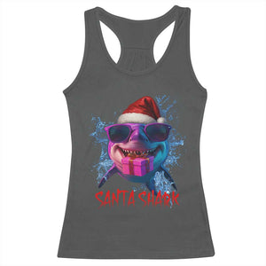 Funny Christmas Santa Shark Xmas Gift Racerback Tank Top TS12 Dark Heather Print Your Wear