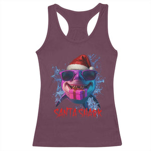 Funny Christmas Santa Shark Xmas Gift Racerback Tank Top TS12 Maroon Print Your Wear