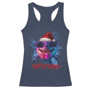Funny Christmas Santa Shark Xmas Gift Racerback Tank Top TS12 Navy Print Your Wear