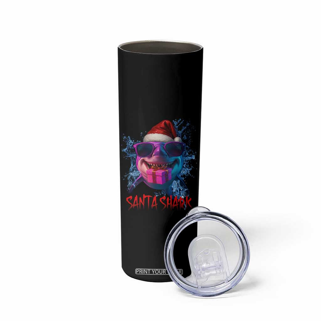 Funny Christmas Santa Shark Xmas Gift Skinny Tumbler TS12 Print Your Wear