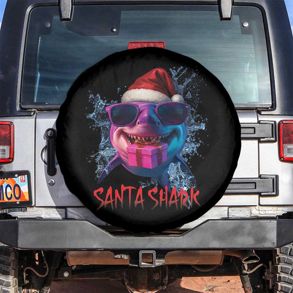 Funny Christmas Santa Shark Xmas Gift Spare Tire Cover TS12 No hole Black Print Your Wear