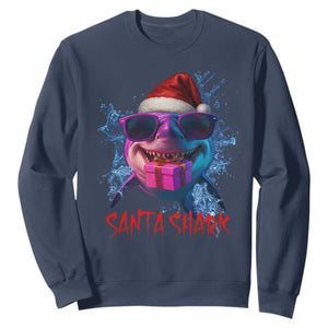 Funny Christmas Santa Shark Xmas Gift Sweatshirt TS12 Navy Print Your Wear