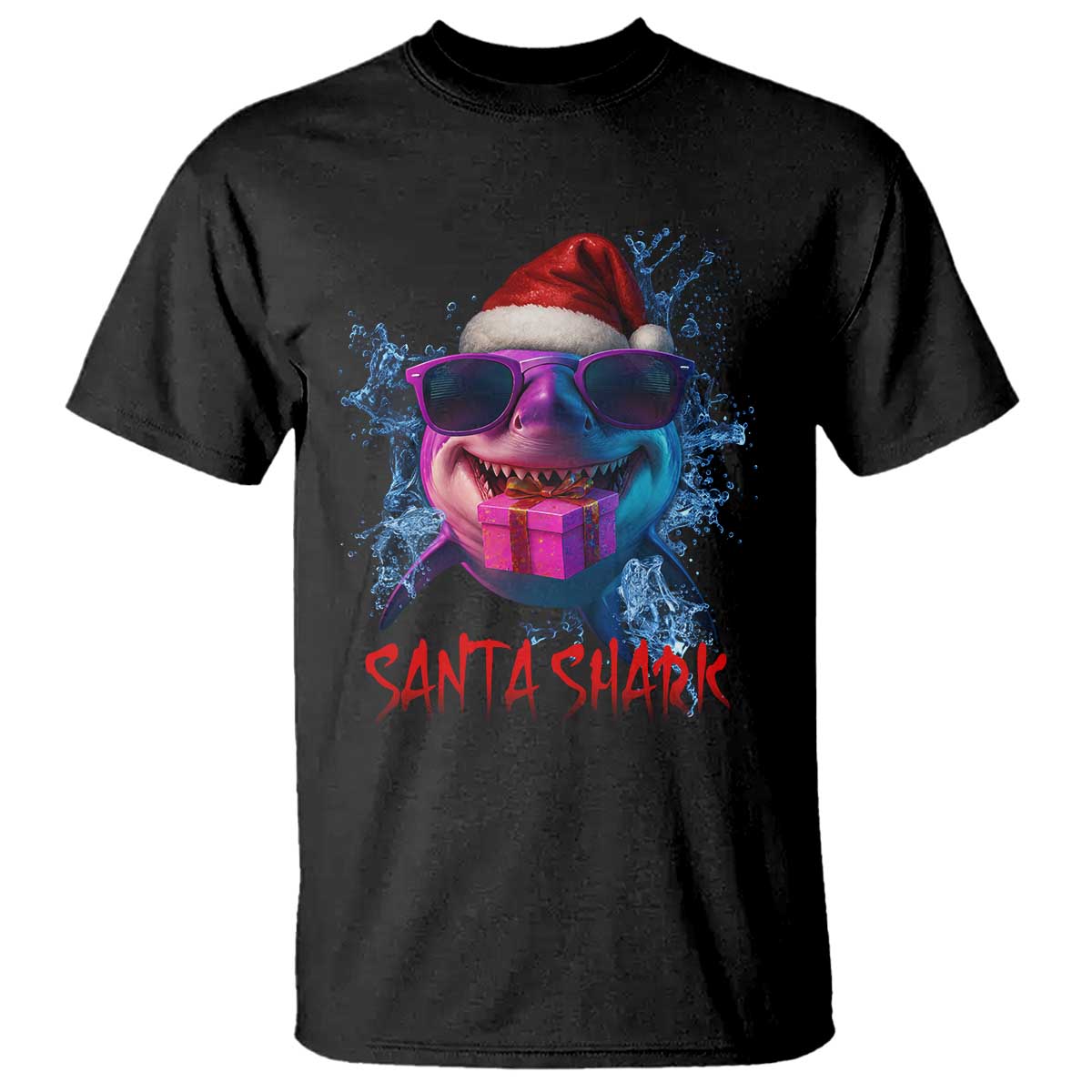 Funny Christmas Santa Shark Xmas Gift T Shirt TS12 Black Print Your Wear