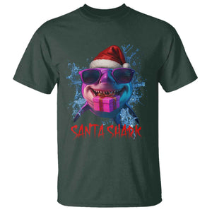 Funny Christmas Santa Shark Xmas Gift T Shirt TS12 Dark Forest Green Print Your Wear