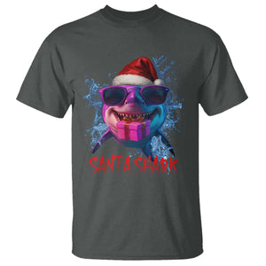 Funny Christmas Santa Shark Xmas Gift T Shirt TS12 Dark Heather Print Your Wear