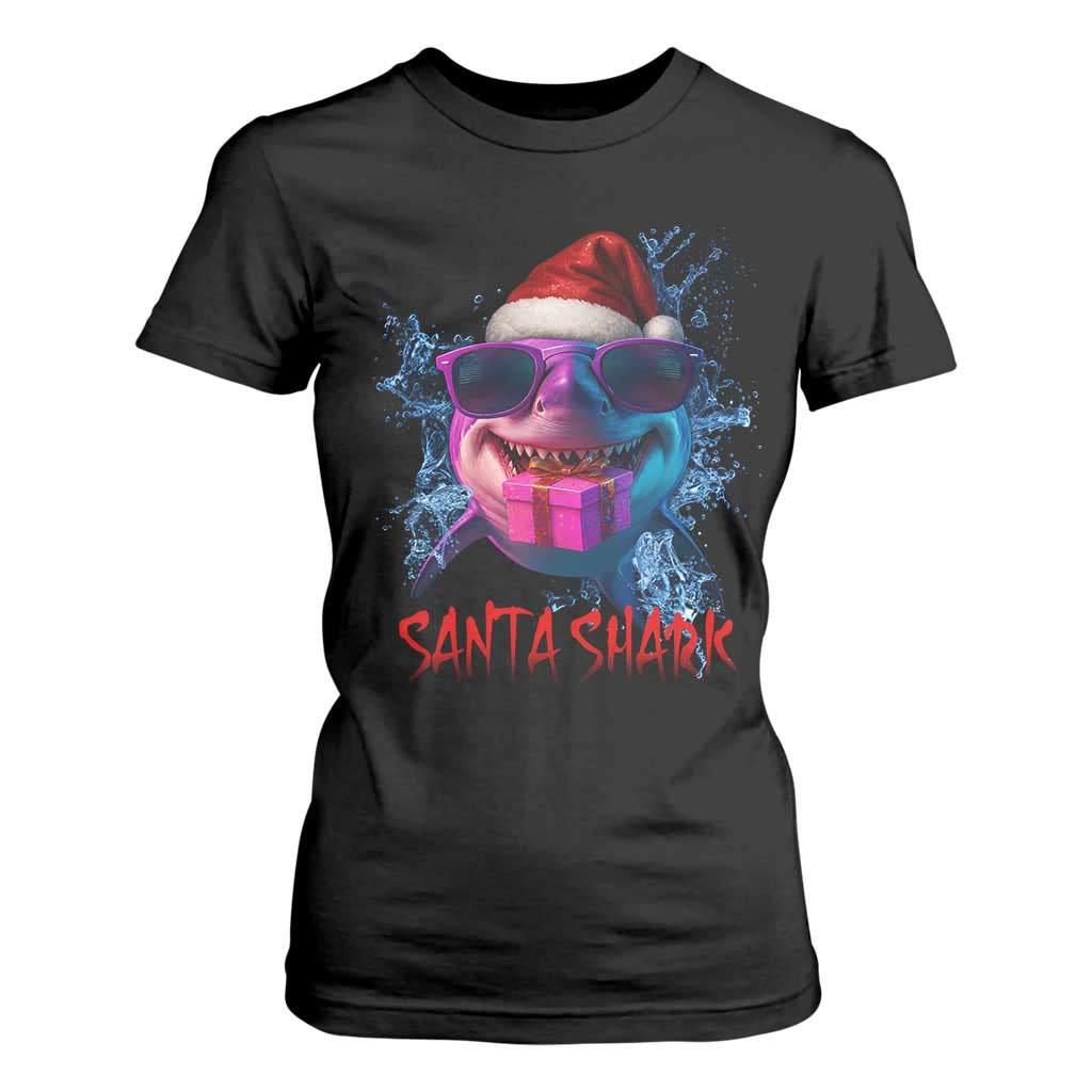 Funny Christmas Santa Shark Xmas Gift T Shirt For Women TS12 Black Print Your Wear