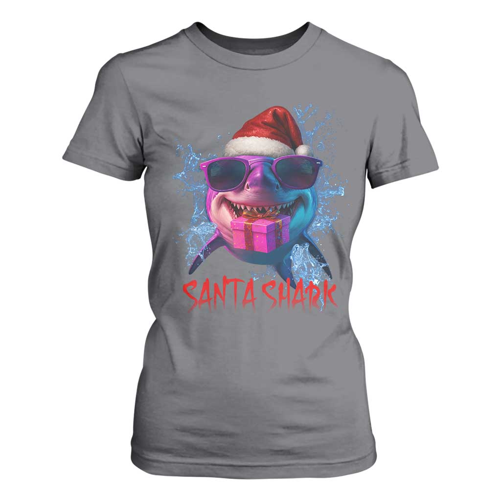 Funny Christmas Santa Shark Xmas Gift T Shirt For Women TS12 Charcoal Print Your Wear
