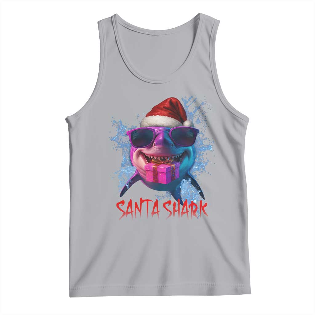 Funny Christmas Santa Shark Xmas Gift Tank Top TS12 Athletic Heather Print Your Wear