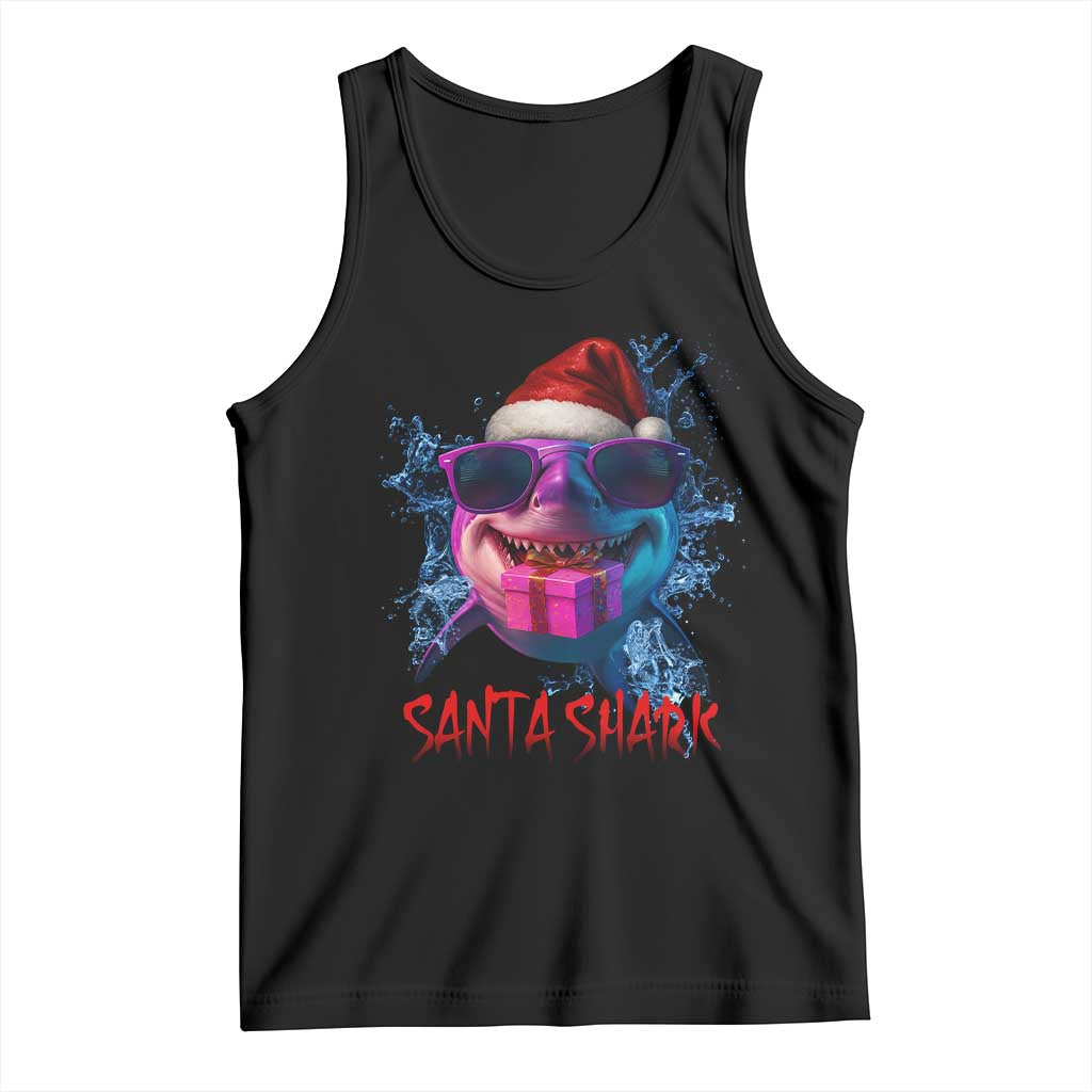 Funny Christmas Santa Shark Xmas Gift Tank Top TS12 Black Print Your Wear