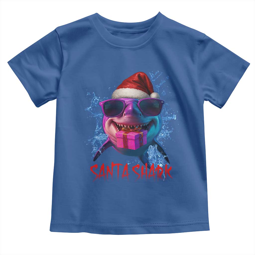 Funny Christmas Santa Shark Xmas Gift Toddler T Shirt TS12 Royal Blue Print Your Wear