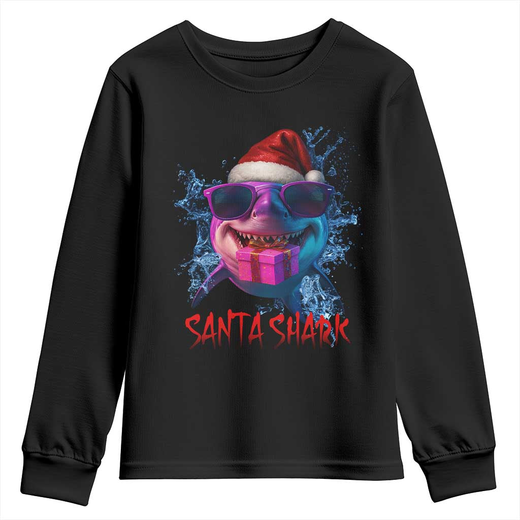 Funny Christmas Santa Shark Xmas Gift Youth Sweatshirt TS12 Black Print Your Wear