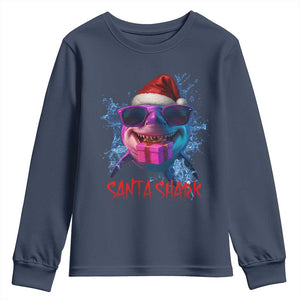Funny Christmas Santa Shark Xmas Gift Youth Sweatshirt TS12 Navy Print Your Wear