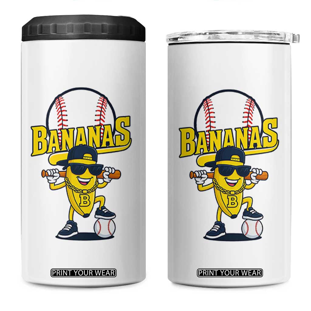 Cool Banana Playing Baseball 4 in 1 Can Cooler Tumbler Funny Fruit Sports Gift TS12 One Size: 16 oz White Print Your Wear