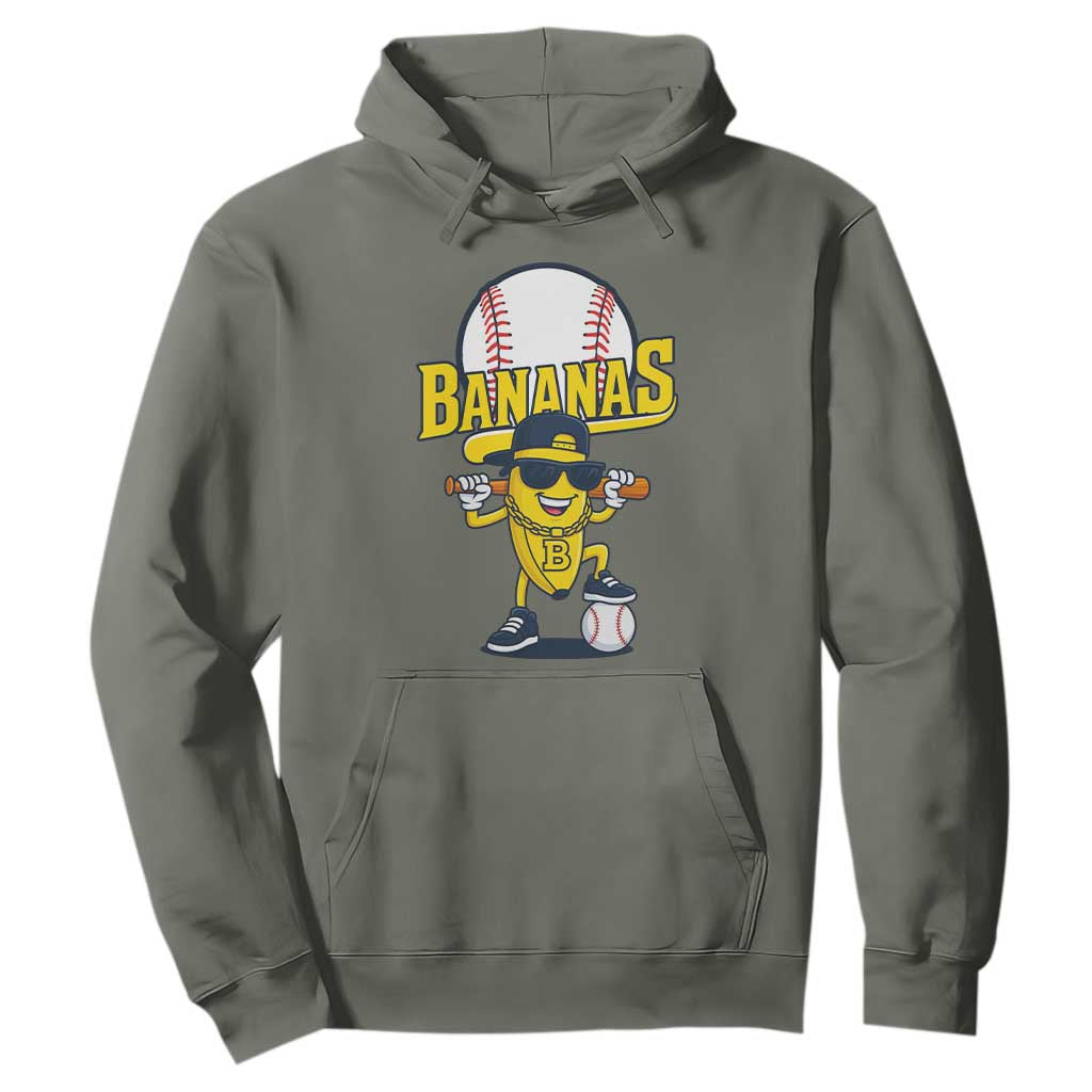 Cool Banana Playing Baseball Hoodie Funny Fruit Sports Gift TS12 Military Green Print Your Wear