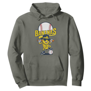 Cool Banana Playing Baseball Hoodie Funny Fruit Sports Gift TS12 Military Green Print Your Wear