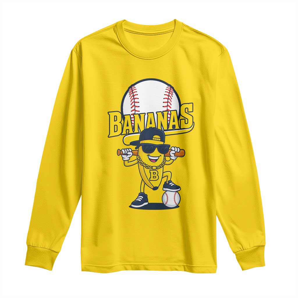 Cool Banana Playing Baseball Long Sleeve Shirt Funny Fruit Sports Gift TS12 Daisy Print Your Wear