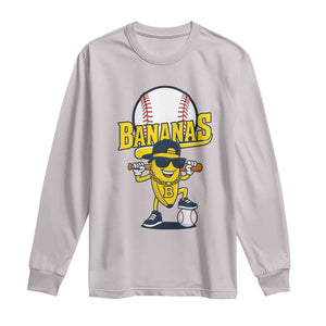 Cool Banana Playing Baseball Long Sleeve Shirt Funny Fruit Sports Gift TS12 Ice Gray Print Your Wear