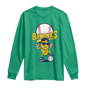 Cool Banana Playing Baseball Long Sleeve Shirt Funny Fruit Sports Gift TS12 Irish Green Print Your Wear