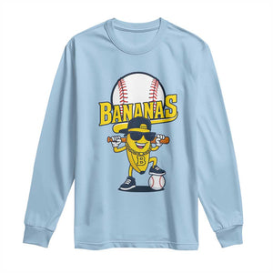 Cool Banana Playing Baseball Long Sleeve Shirt Funny Fruit Sports Gift TS12 Light Blue Print Your Wear