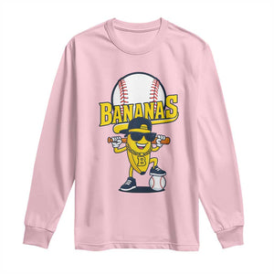 Cool Banana Playing Baseball Long Sleeve Shirt Funny Fruit Sports Gift TS12 Light Pink Print Your Wear