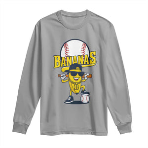 Cool Banana Playing Baseball Long Sleeve Shirt Funny Fruit Sports Gift TS12 Sport Gray Print Your Wear