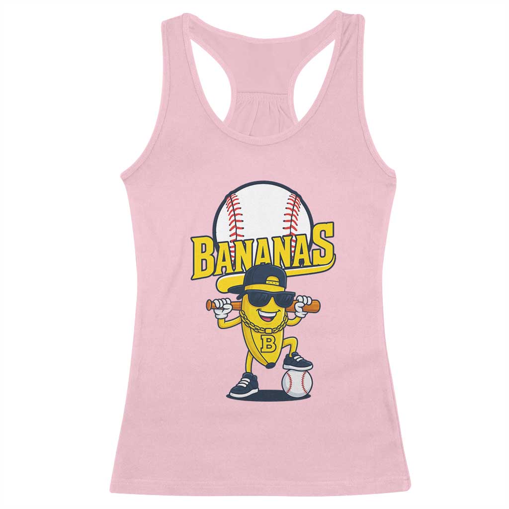 Cool Banana Playing Baseball Racerback Tank Top Funny Fruit Sports Gift TS12 Light Pink Print Your Wear