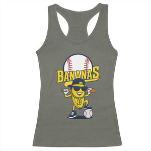 Cool Banana Playing Baseball Racerback Tank Top Funny Fruit Sports Gift TS12 Military Green Print Your Wear