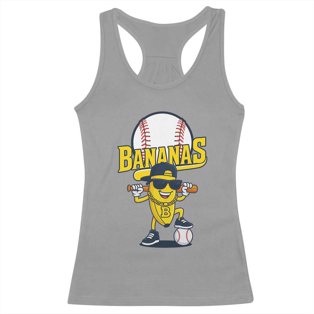 Cool Banana Playing Baseball Racerback Tank Top Funny Fruit Sports Gift TS12 Sport Gray Print Your Wear
