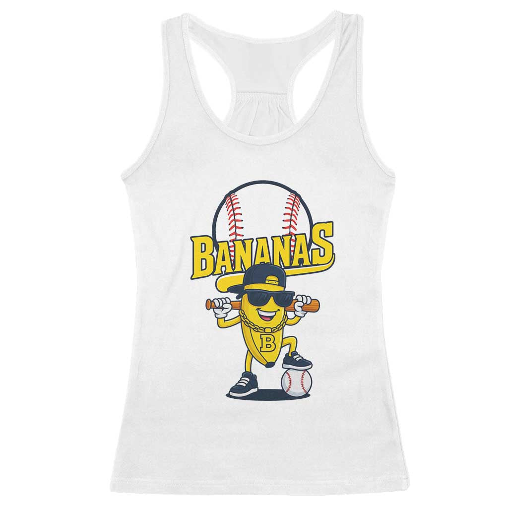 Cool Banana Playing Baseball Racerback Tank Top Funny Fruit Sports Gift TS12 White Print Your Wear